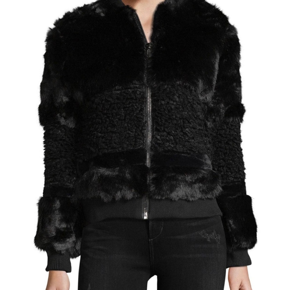 Faux fur bomber jacket